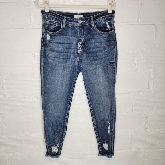 KanCan Denim - Kancan Women's Size 29 Jeans Mid Rise Ankle Skinny Distressed Raw Hem